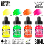 Green Stuff World Acrylic Inks Fluor Set, 4x30 ml