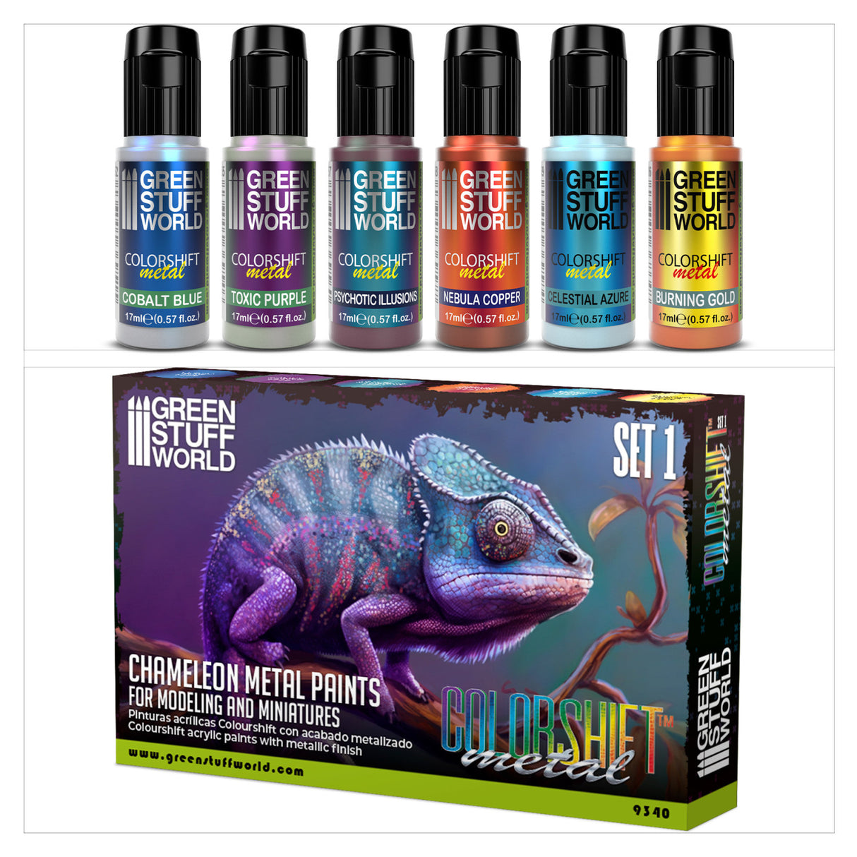 Green Stuff World Chameleon Acrylic Paint Set No. 1, 6x17 ml