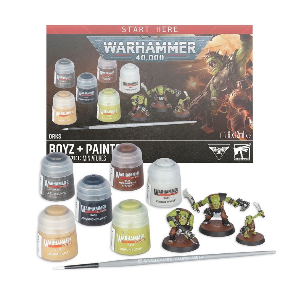 Warhammer 40,000 Orks: Boyz + Paints Miniature and Paint Set