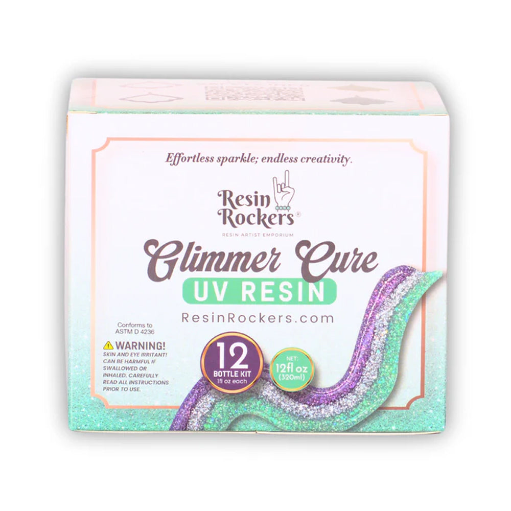 Resin Rockers Glimmer Cure Glitter UV Resin Hard Type, Full Kit