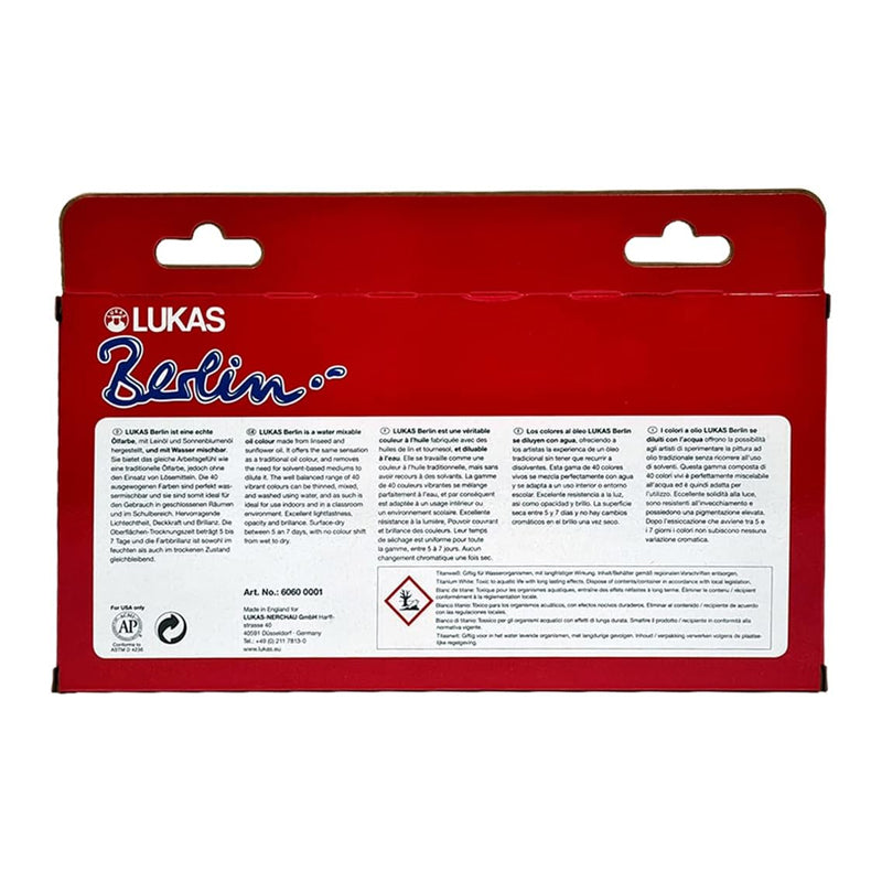 Lukas Berlin Water-Mixable Oil Paint Set, 10x20 ml