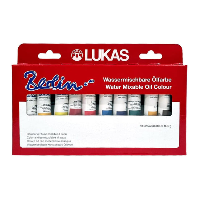 Lukas Berlin Water-Mixable Oil Paint Set, 10x20 ml