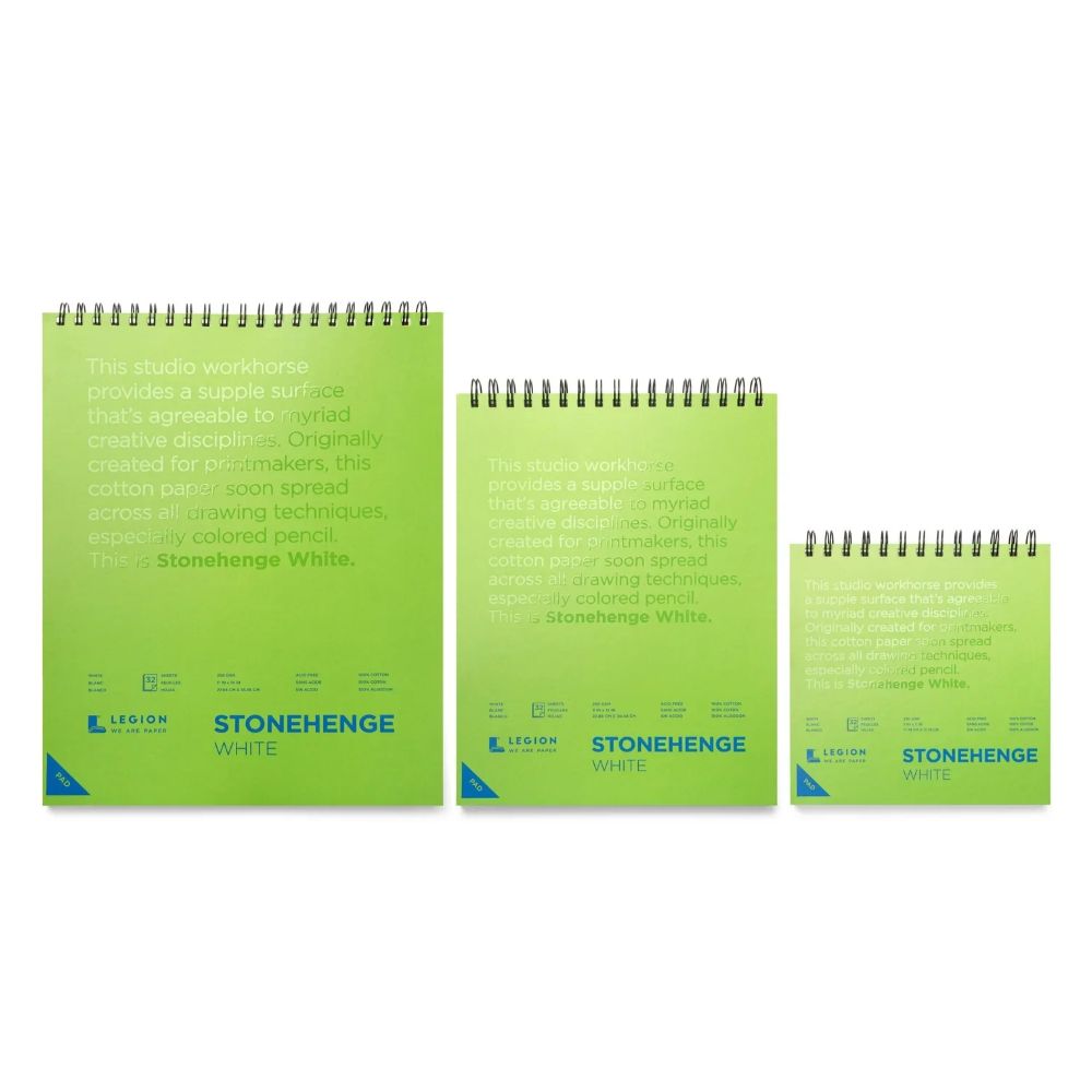 Stonehenge White drawing paper with spiral binding, 32 sheets, 90 lb
