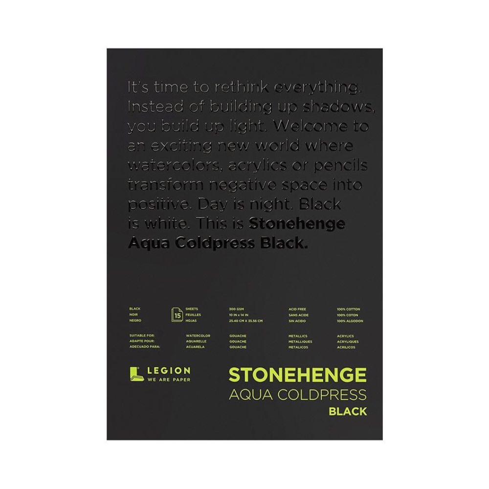 Stonehenge Aqua Black watercolor paper, 15 sheets, 140 lb