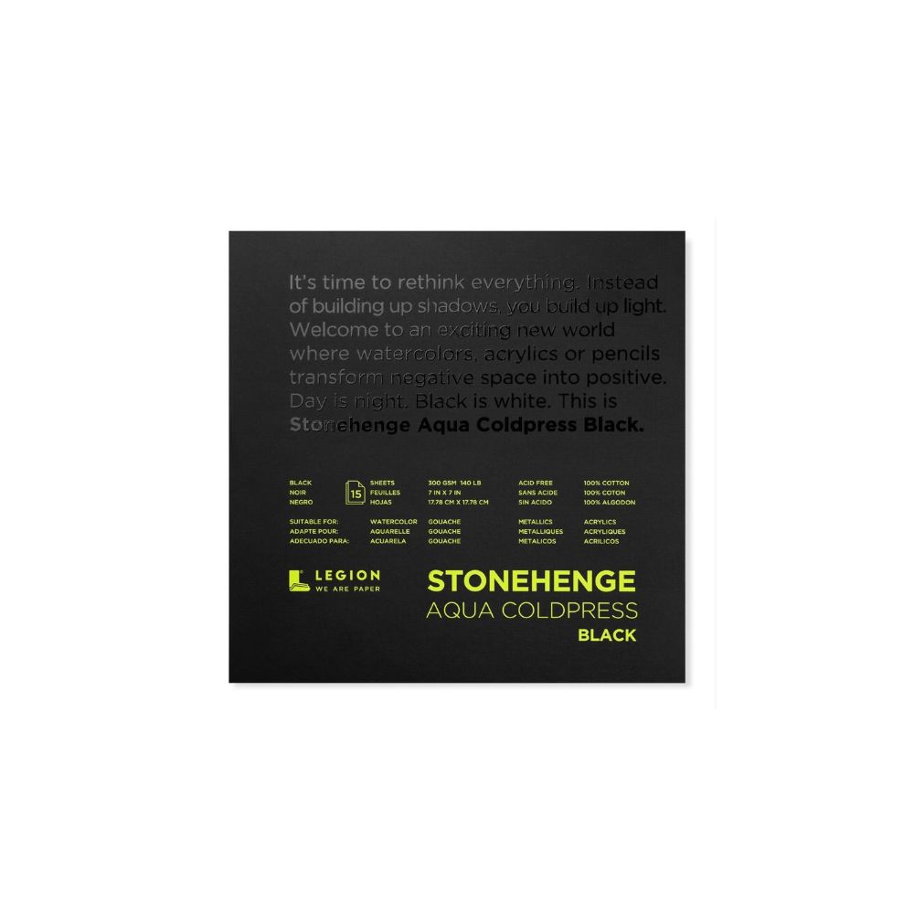 Stonehenge Aqua Black watercolor paper, 15 sheets, 140 lb