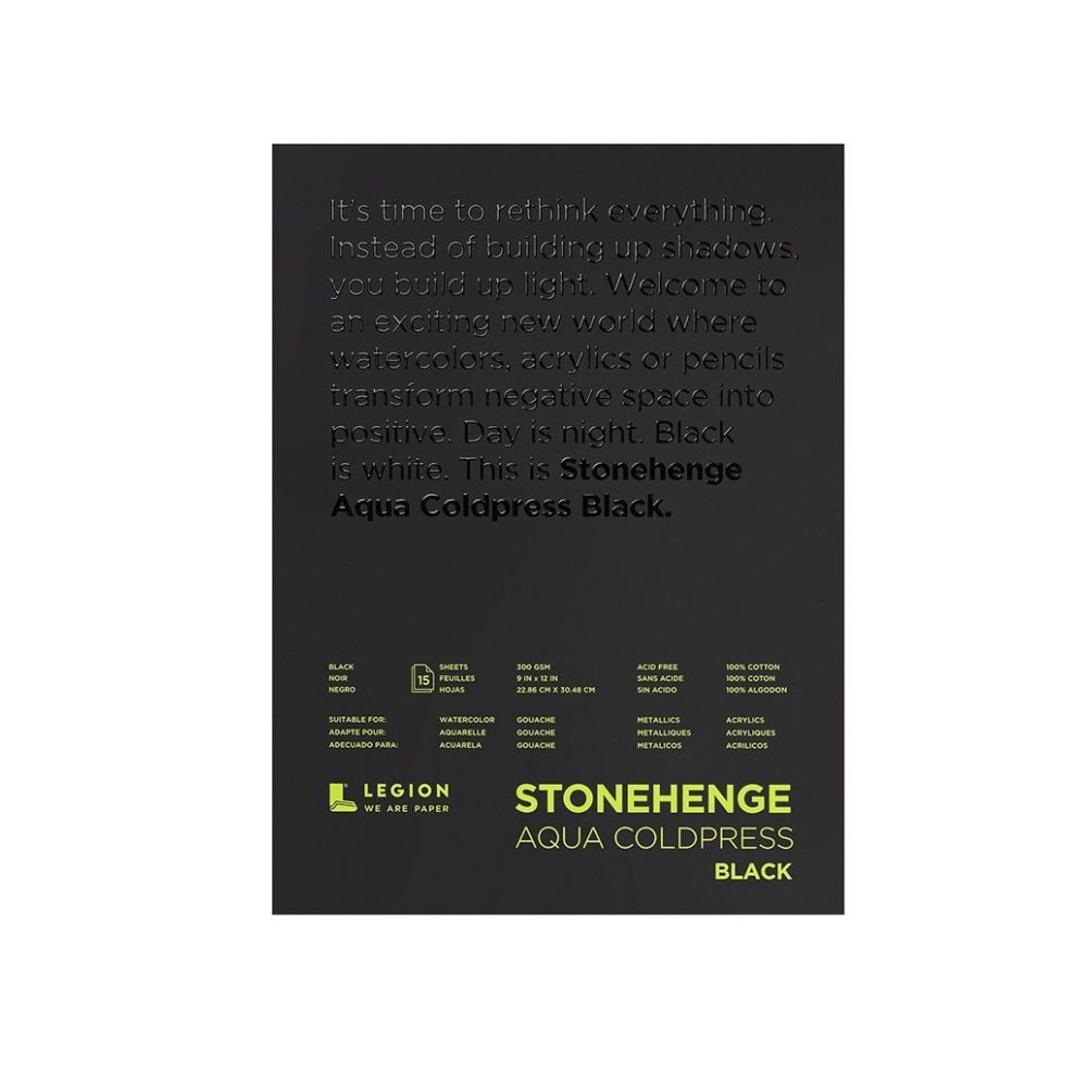 Stonehenge Aqua Black watercolor paper, 15 sheets, 140 lb