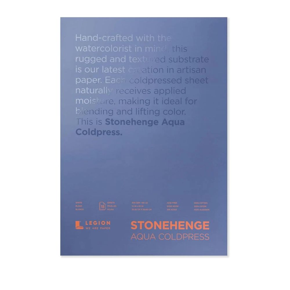 Stonehenge Aqua White watercolor paper, 15 sheets, 140 lb