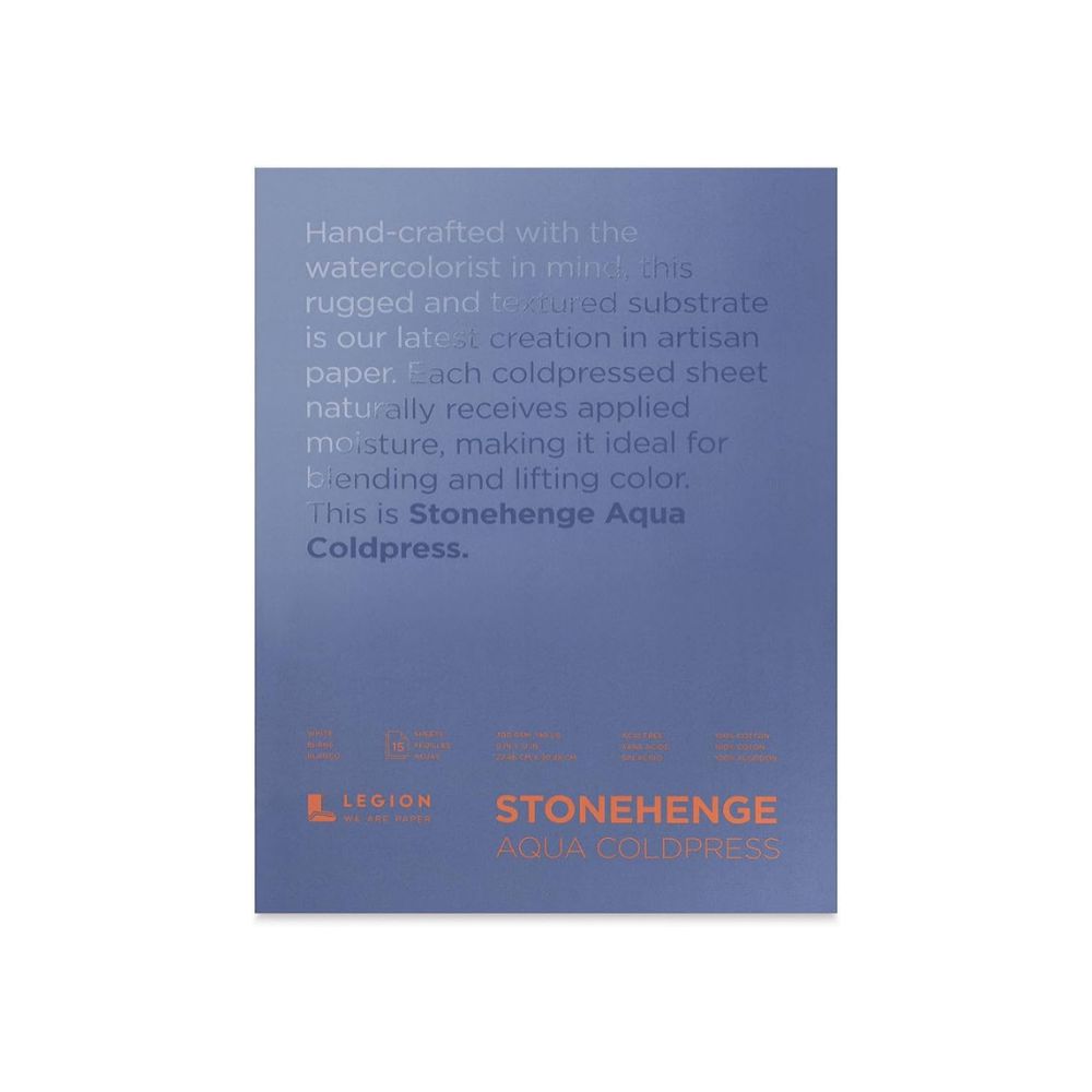 Stonehenge Aqua White watercolor paper, 15 sheets, 140 lb