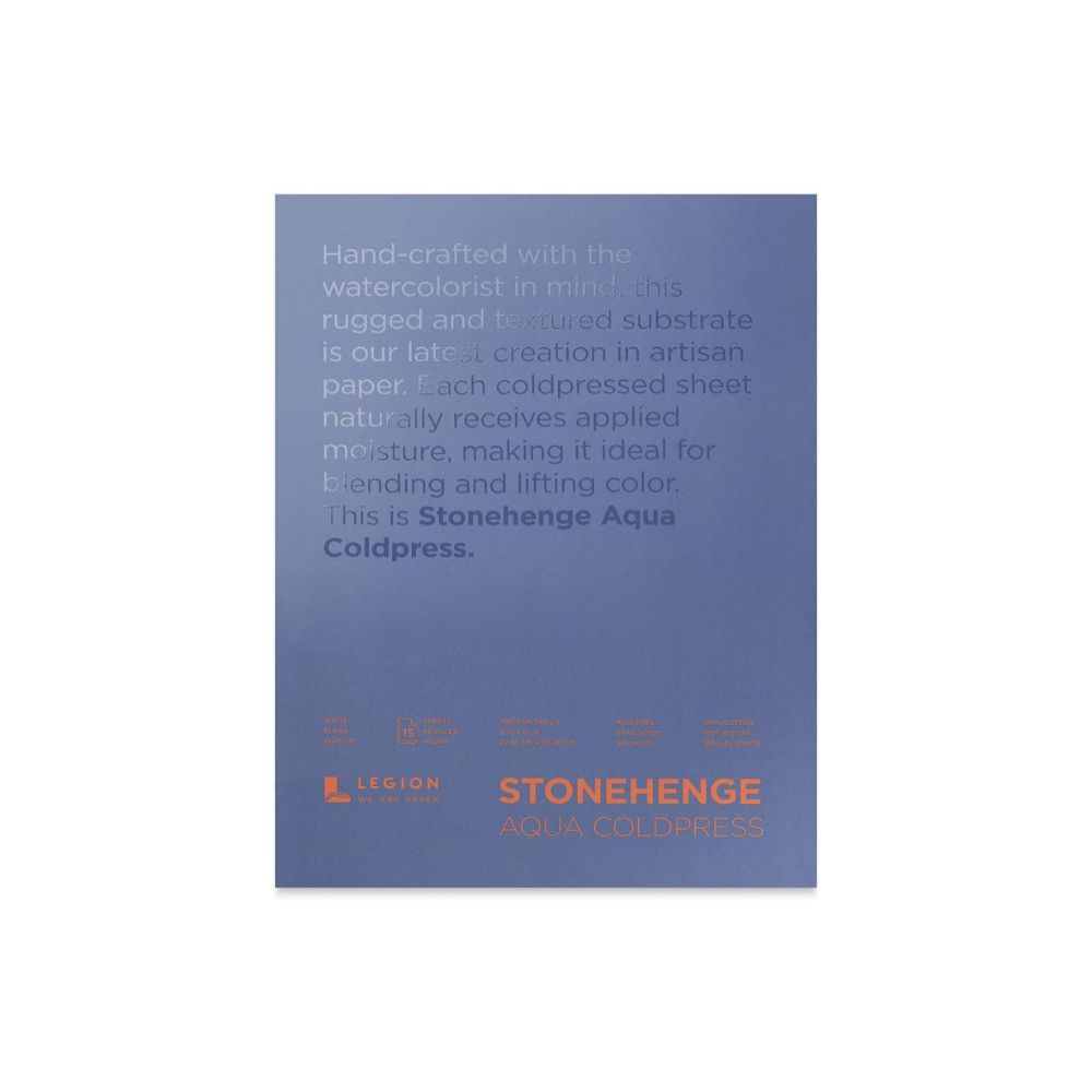 Stonehenge Aqua White watercolor paper, 15 sheets, 140 lb