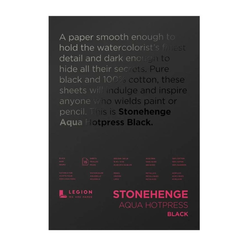 Stonehenge Aqua Black watercolor paper, 15 sheets, 140 lb