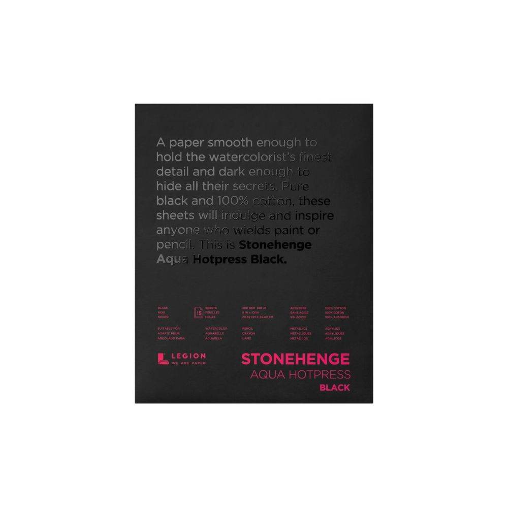 Stonehenge Aqua Black watercolor paper, 15 sheets, 140 lb
