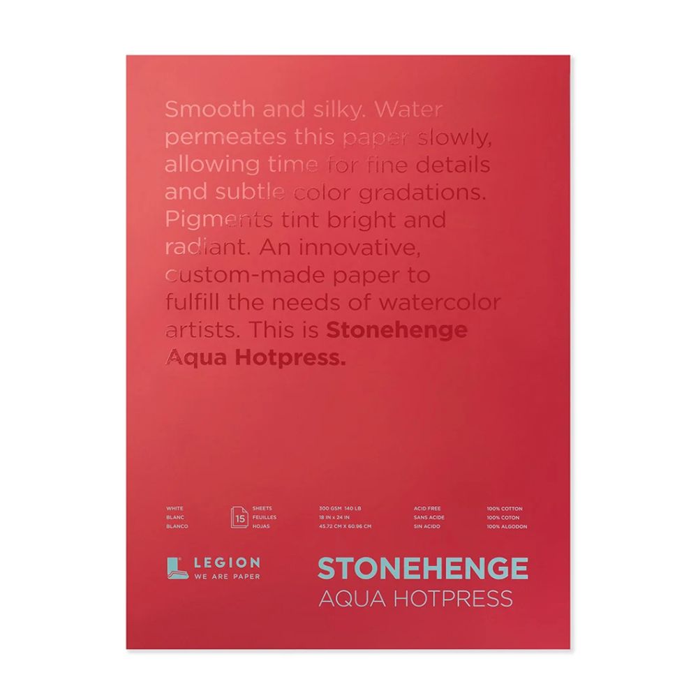 Stonehenge Aqua White watercolor paper, 15 sheets, 140 lb