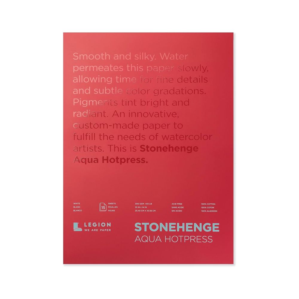 Stonehenge Aqua White watercolor paper, 15 sheets, 140 lb