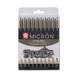 Sakura Pigma Micron Black Fineliner Set, 10 Pens