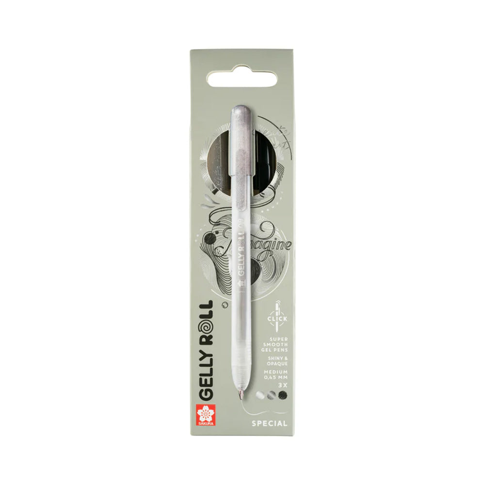 Sakura Gelly Roll Gel Pens Set, 3 pcs., Black, Silver, Metallic Black