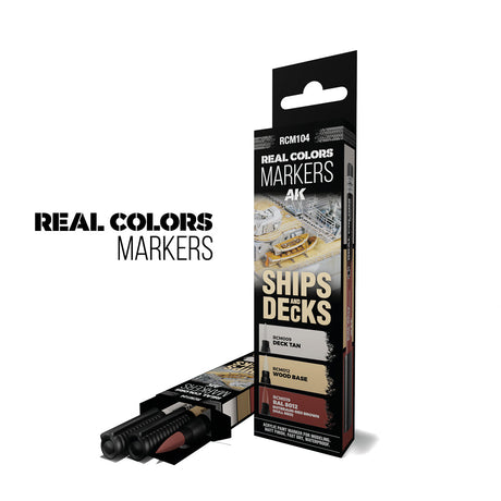 AK Interactive Real Colors Markers Ships and Decks Set, 3 pcs.