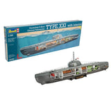 Revell German Submarine Type XXI with Interior Scale Model, 1:144