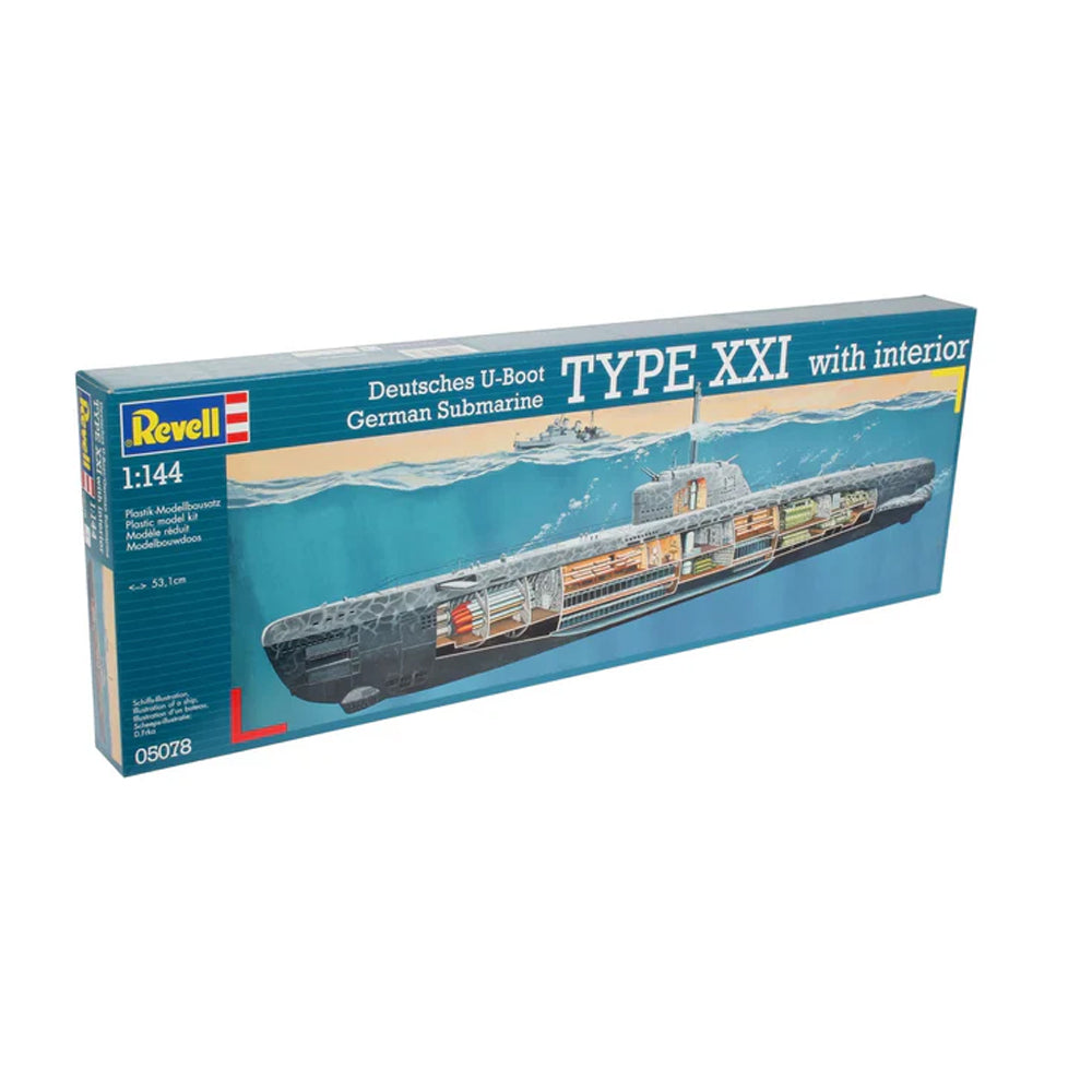 Revell German Submarine Type XXI with Interior Scale Model, 1:144