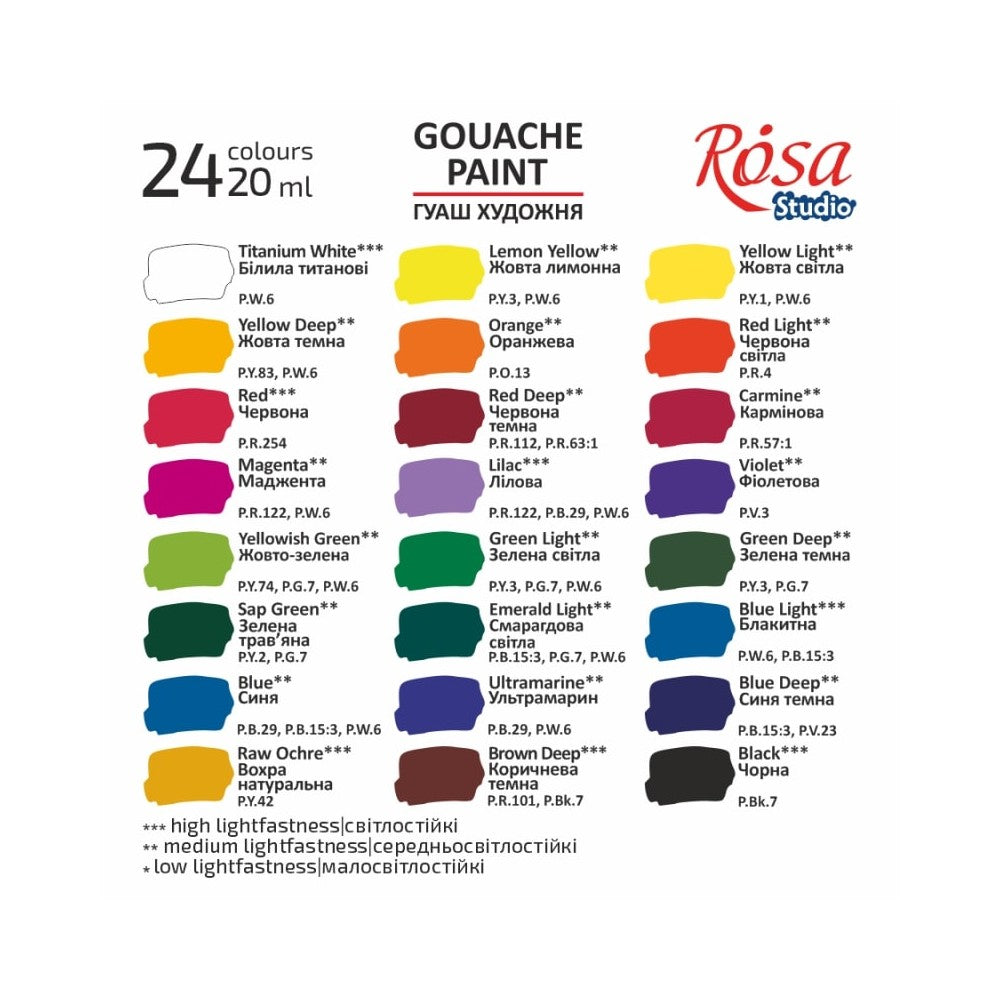 ROSA Studio Modern Gouache Paint Set, 24x40 ml