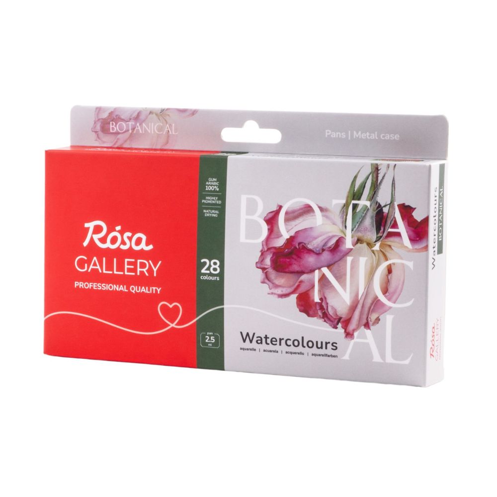 ROSA Gallery Watercolour Metal Tin Set - Botanical, 28 colours