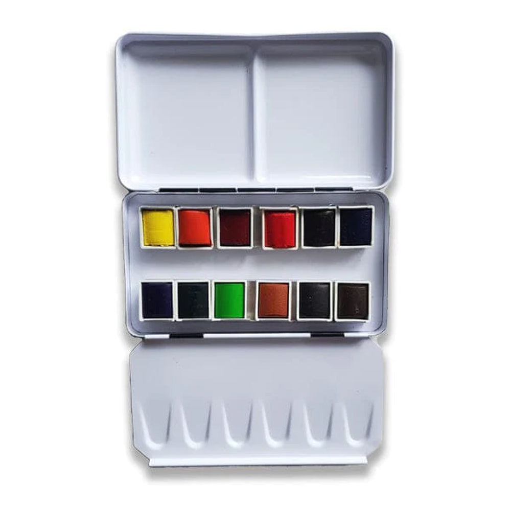 Sennelier Watercolour Set, 12 Colours, Half-Pan