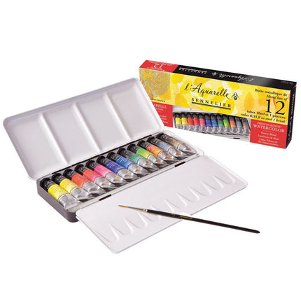 Sennelier L'Aquarelle Watercolour Set, 12x10 ml + Brush