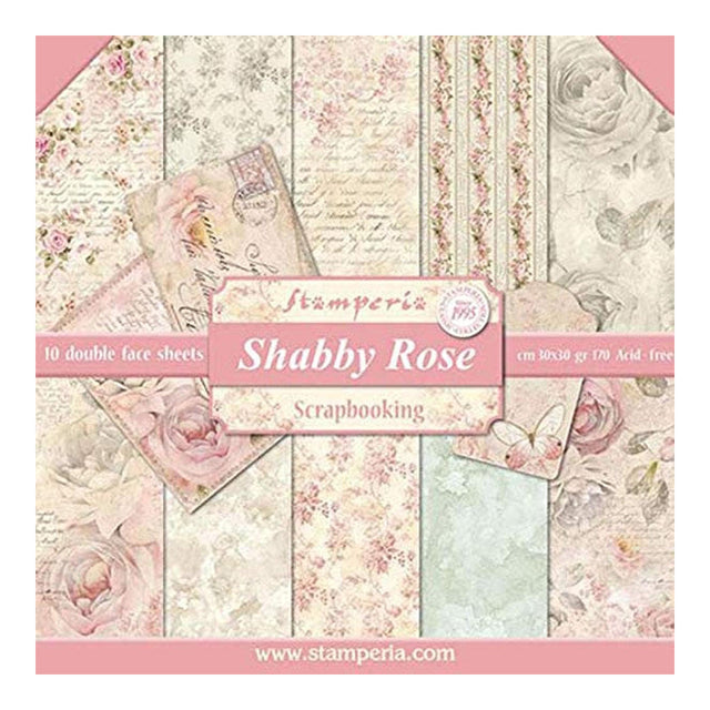 Stamperia Double-Sided Scrapbooking Paper Set - Shabby Rose, 10 units