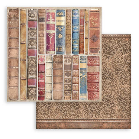 Stamperia Double-Sided Scrapbooking Paper Set - Vintage Library Backgrounds Selection, 10 units