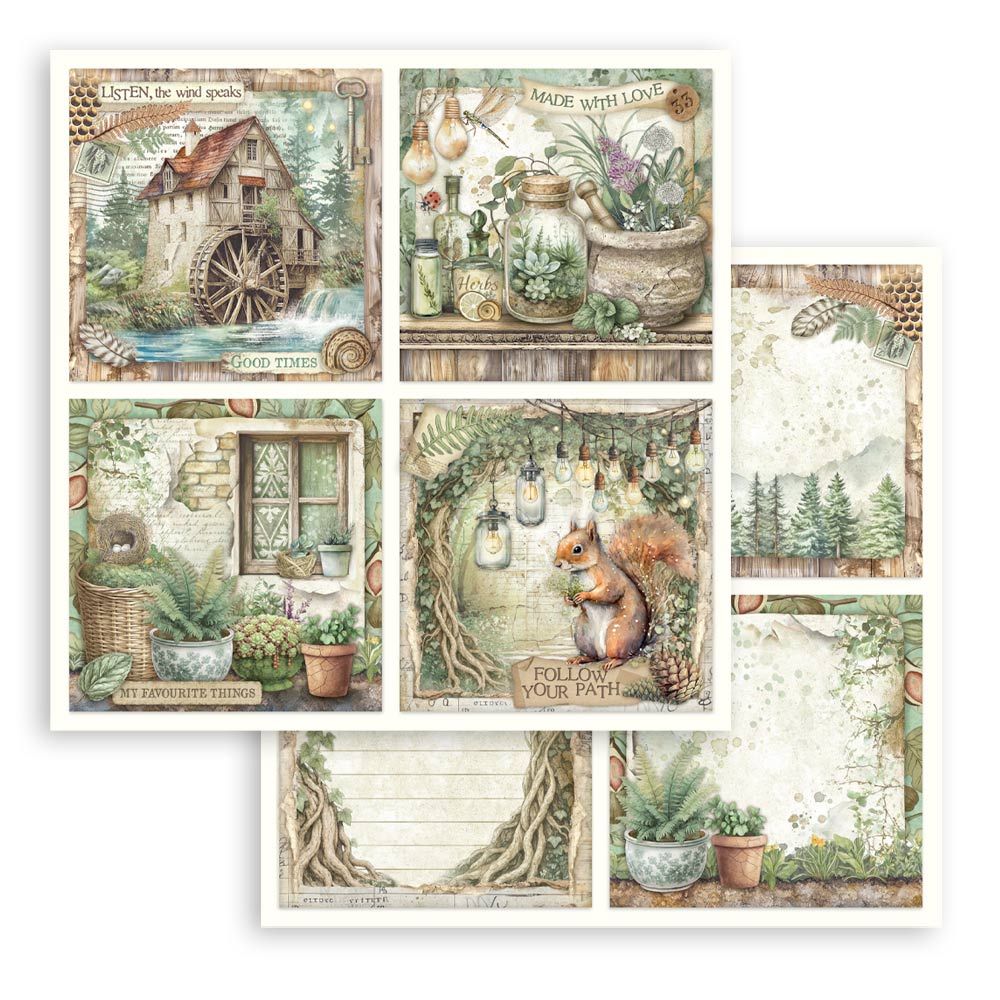Stamperia Double-Sided Scrapbooking Paper Set - Herbarium Silvae,  10 units