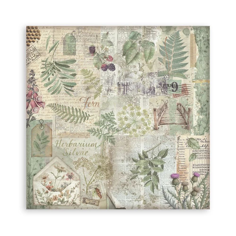 Stamperia Double-Sided Scrapbooking Paper Set - Herbarium Silvae Backgrounds Selection, 10 units