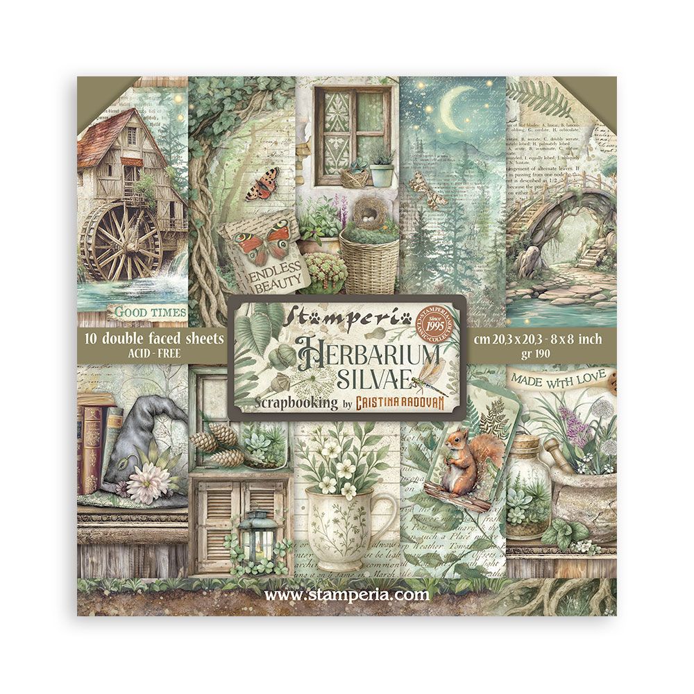 Stamperia Double-Sided Scrapbooking Paper Set - Herbarium Silvae,  10 units