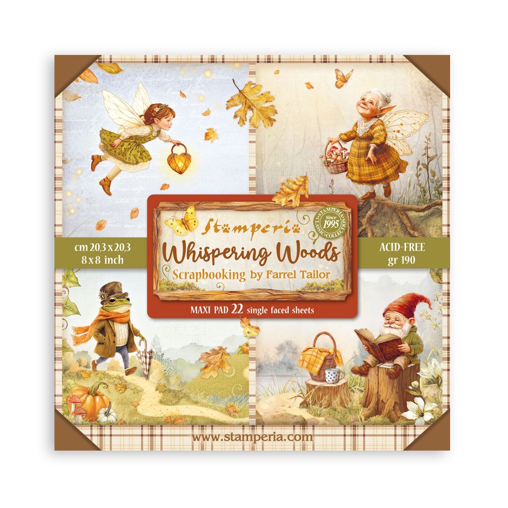 Stamperia Single-Sided Scrapbooking Paper Set - Whispering Woods, 22 units