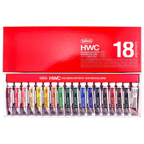 Holbein Artists’ Watercolor Tubes Set, 18x5 ml