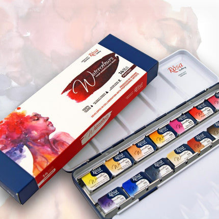 ROSA Gallery Watercolour Travel Set - Portrait, 14 colours