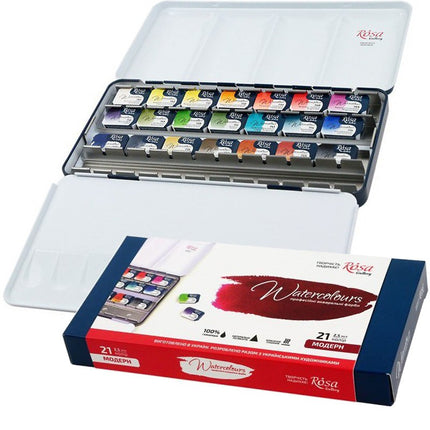 ROSA Gallery Watercolour Travel Set - Modern, 21 colours