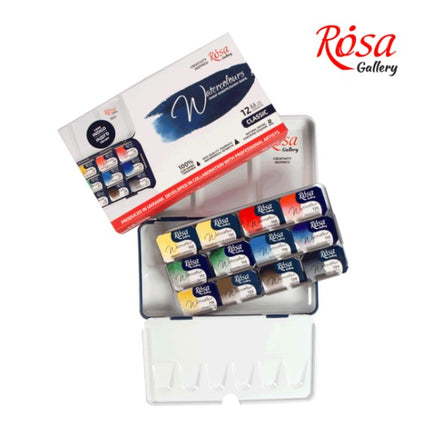 ROSA Gallery Watercolour Travel Set - Classic, 12 colours