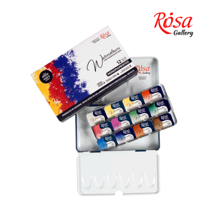 ROSA Gallery Watercolour Travel Set - Monopigmented, 12 colours