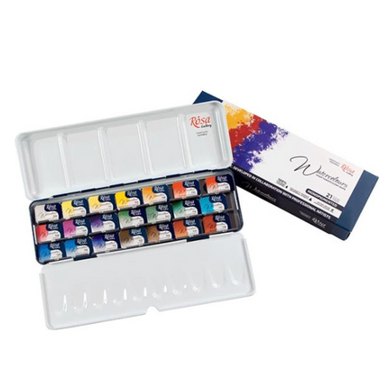 ROSA Gallery Watercolour Travel Set - Monopigmented, 21 colours