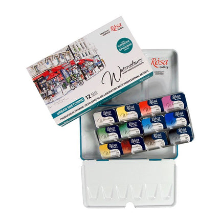 ROSA Gallery Watercolour Travel Set - Urban Sketching, 12 colours