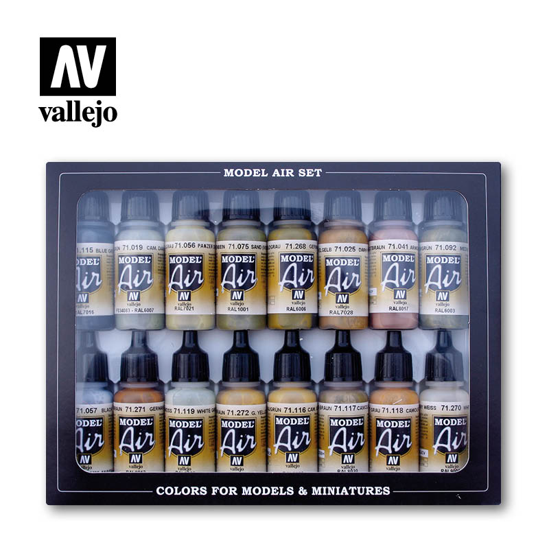 Vallejo German WWII Europe & Africa Model Air Paint Set, 16x17 ml