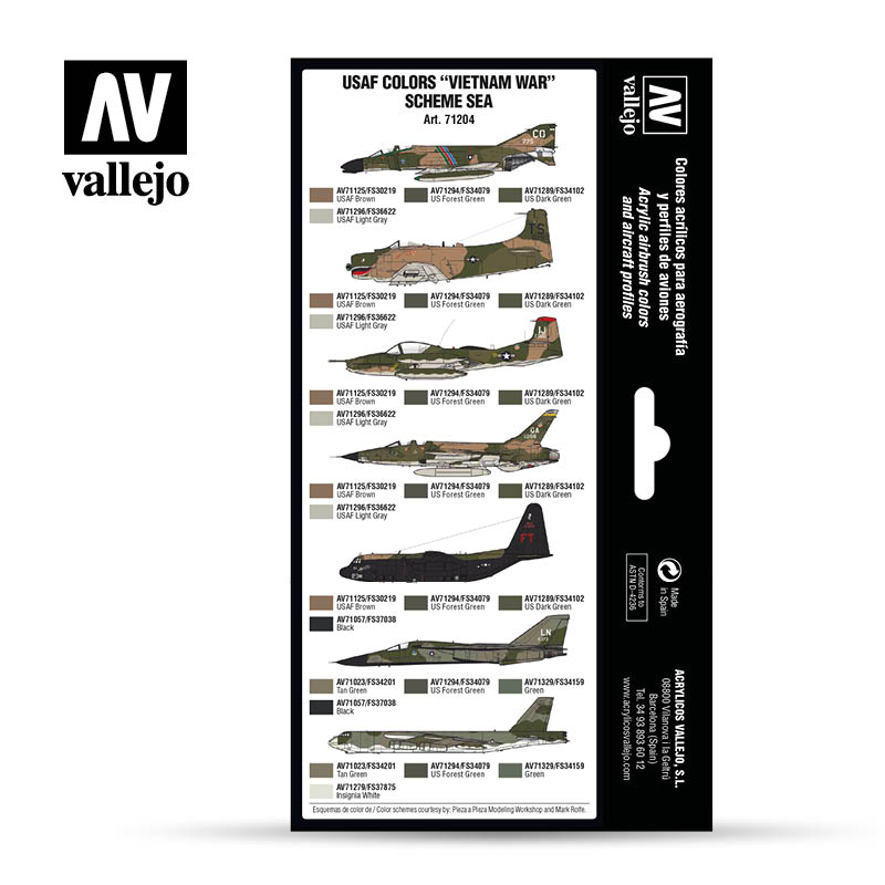 Vallejo USAF colors “Vietnam War” Scheme SEA Acrylic Paint Set, 8x17 ml