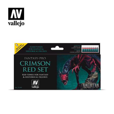 Vallejo Fantasy-Pro Crimson Red Paint Set, 8x17 ml