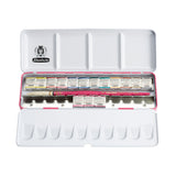 Schmincke Horadam Pretty Pink Watercolor Set in a Metal Box, 15 Colours, Half-Pan + Brush