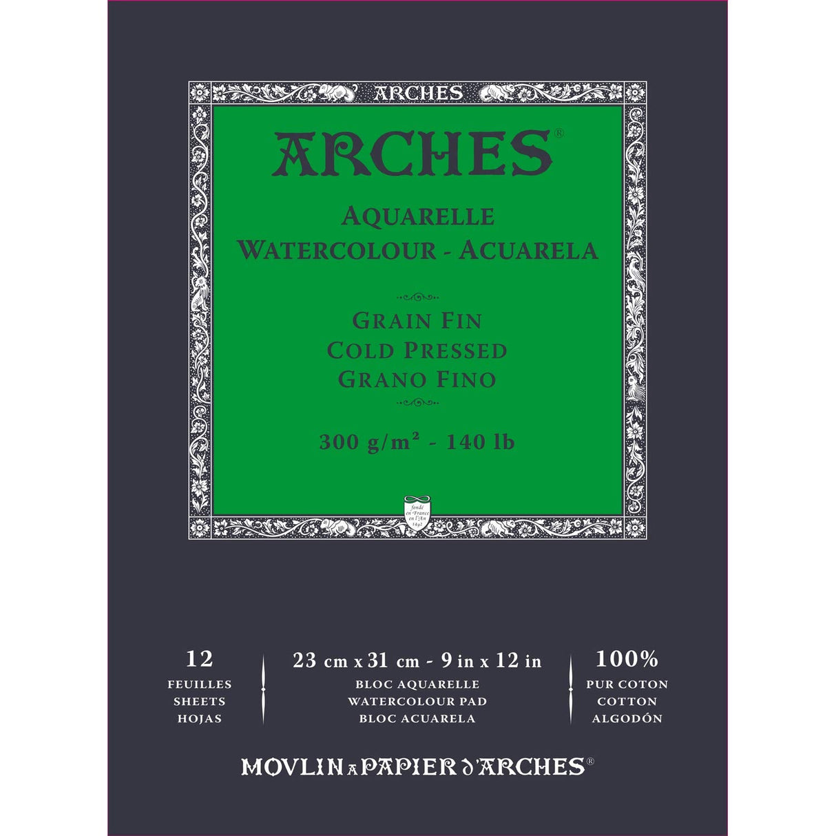 Arches Watercolor Paper Pad, Cold Pressed, 100% Cotton, 12 Sheets