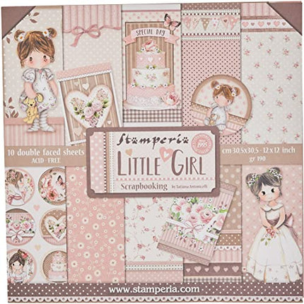 STAMPERIA PAPER PAD 12X12 10PK LITTL GIRL, Multicoloured