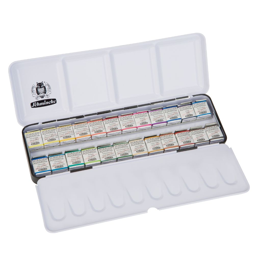Schmincke Horadam Aquarell Set in a Metal Box, 24 colours, Half