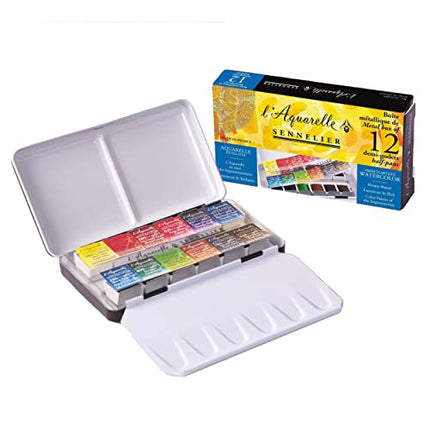 Sennelier French Artists Watercolor Travel Set, 12 Count (Pack of 1), Multicolor