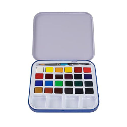 Daler-Rowney Aquafine 24-pc Watercolor Travel Set - Watercolor Paint Set for Watercolor Paper and More - Watercolor Set for Artists and Students - Water Color Paint for All Skill Levels