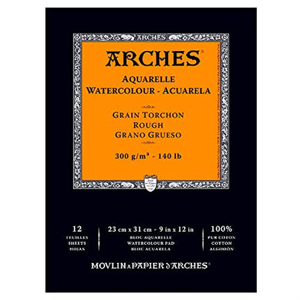 Arches Watercolour Paper Pad, Rough, 9"x12", 140 lb, 12 sheets