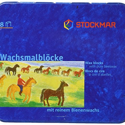 Stockmar Beeswax Block Crayons,8 Assorted Waldorf Colors in Tin